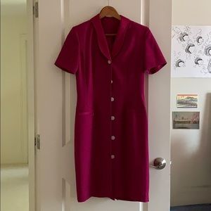 Fuchsia Line Button Dress